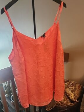 Torrid Coral-Orange Lace-Texture Cami